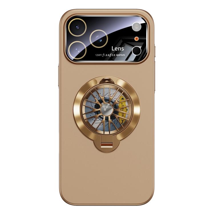 For iPhone 17 Pro Glaze PC Camera Window Gyro Kickstand Magnetic Phone Case(Gold)