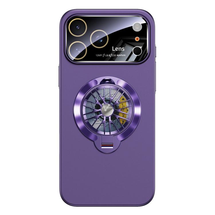 For iPhone 17 Pro Glaze PC Camera Window Gyro Kickstand Magnetic Phone Case(Purple)