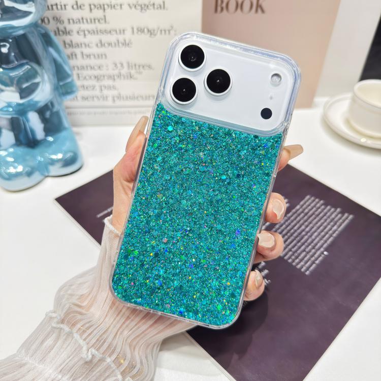 For iPhone 17 Pro Glitter Sequins Epoxy TPU Phone Case(Green)