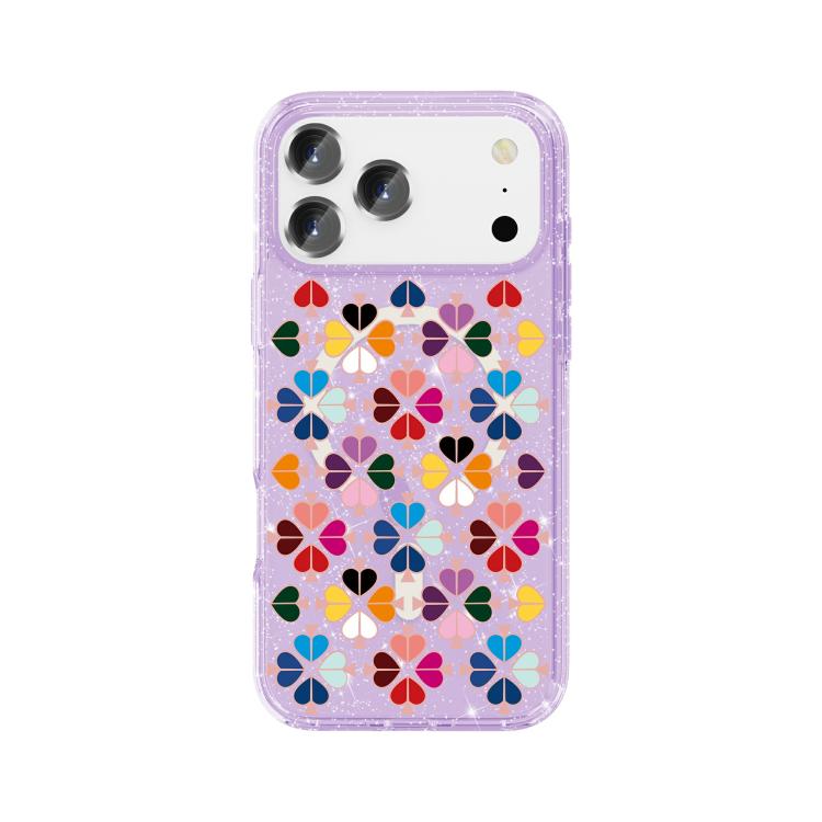 For iPhone 17 Pro Glittering Crystal Red Heart Pattern Magnetic Phone Case(Purple)