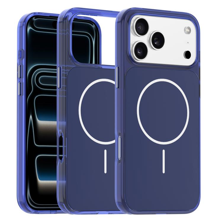 For iPhone 17 Pro Gold-Orange Original Color MagSafe Shockproof Phone Case(Blue)