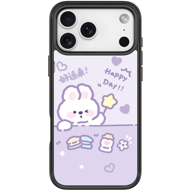 For iPhone 17 Pro Good Luck Star Rabbit Pattern Magnetic Phone Case(Black)