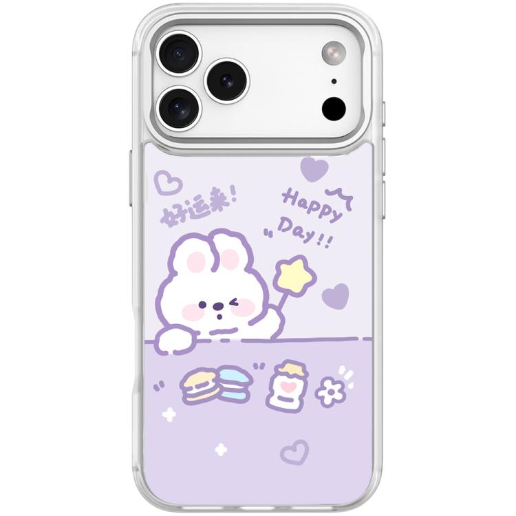 For iPhone 17 Pro Good Luck Star Rabbit Pattern Magnetic Phone Case(Transparent White)