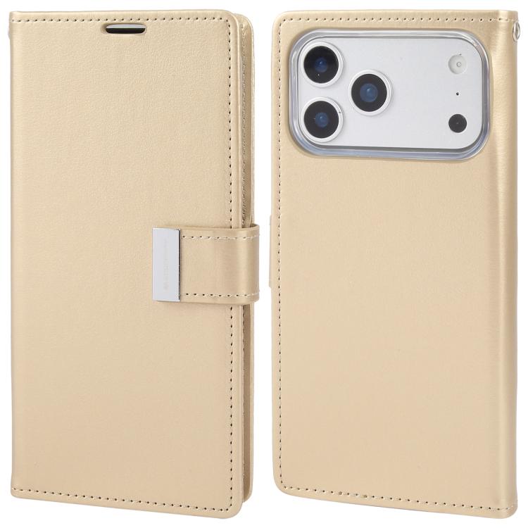 For iPhone 17 Pro GOOSPERY RICH DIARY Crazy Horse Texture Leather Phone Case(Gold)