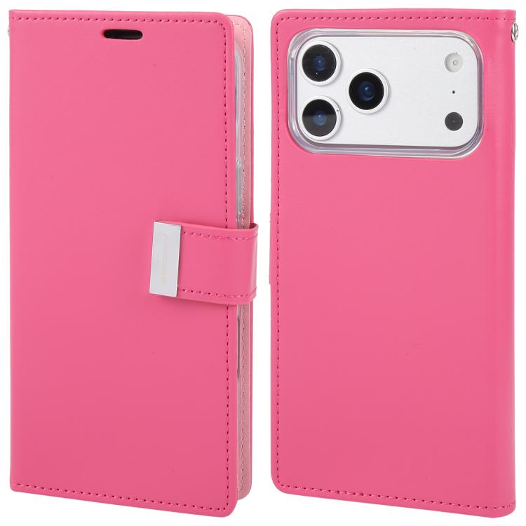 For iPhone 17 Pro GOOSPERY RICH DIARY Crazy Horse Texture Leather Phone Case(Rose Red)