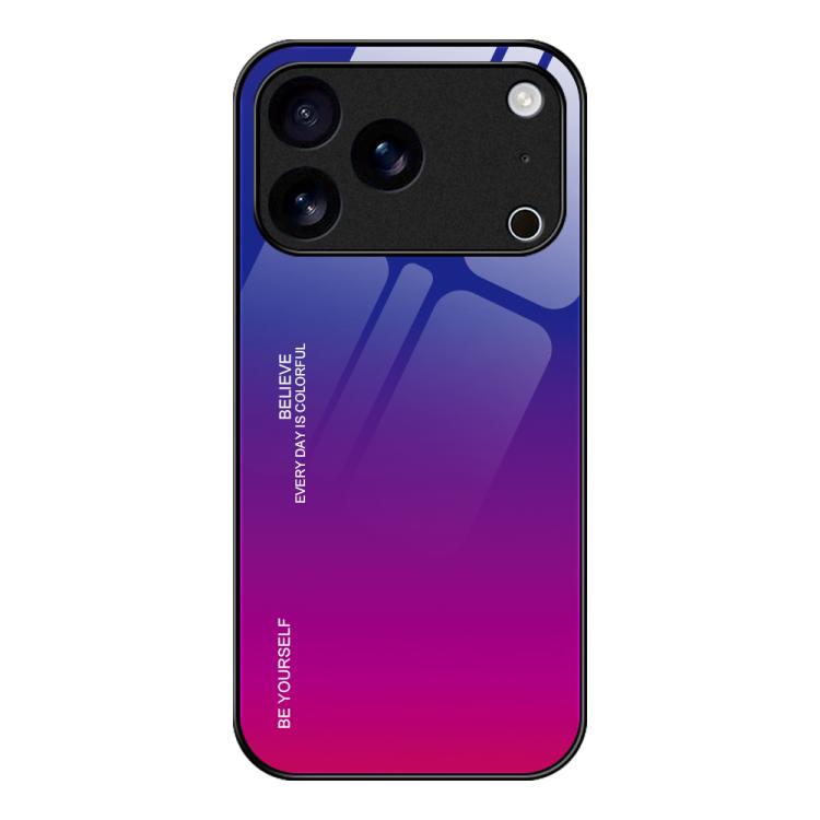 For iPhone 17 Pro Gradient Color Glass Phone Case(Purple Red)