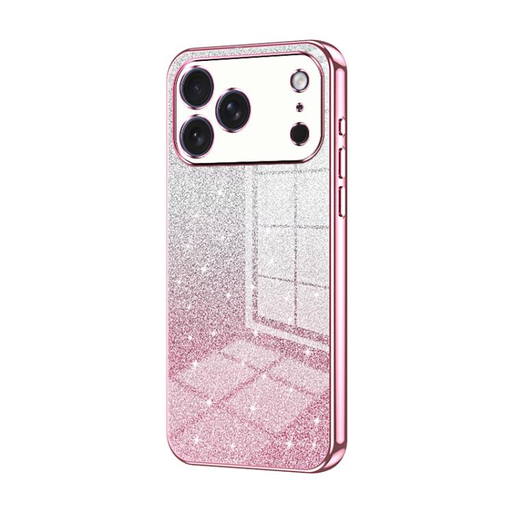 For iPhone 17 Pro Gradient Glitter Powder Electroplated Phone Case(Pink)