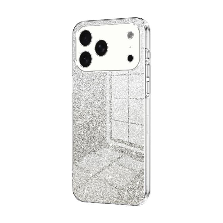 For iPhone 17 Pro Gradient Glitter Powder Electroplated Phone Case(Transparent)
