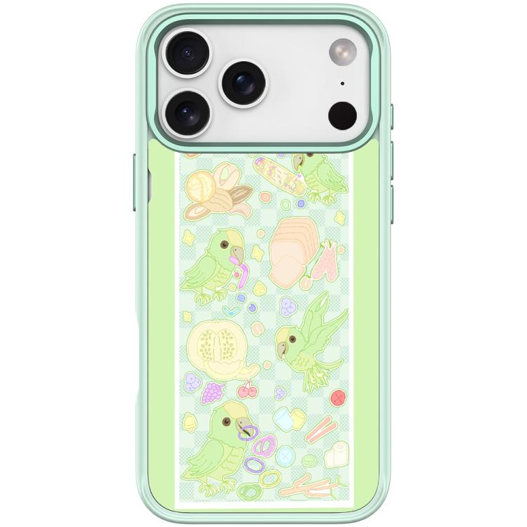 For iPhone 17 Pro Green Parrot Pattern Magnetic Phone Case(Light Green)