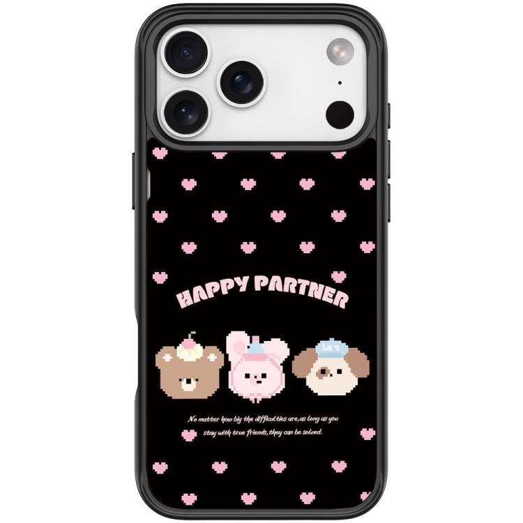 For iPhone 17 Pro Happy Partner Pattern Magnetic Phone Case(Black)
