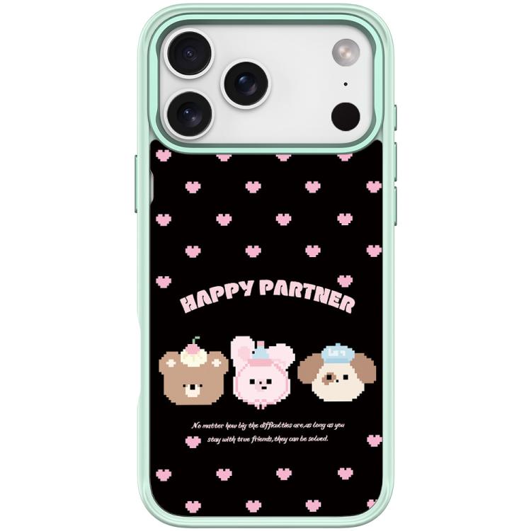 For iPhone 17 Pro Happy Partner Pattern Magnetic Phone Case(Light Green)