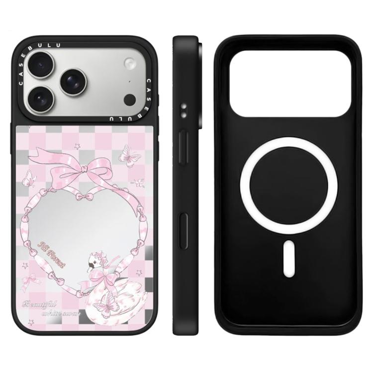 For iPhone 17 Pro Hi Forest Series Camera Control Button Mirror Magnetic Phone Case(Love Little Swan)