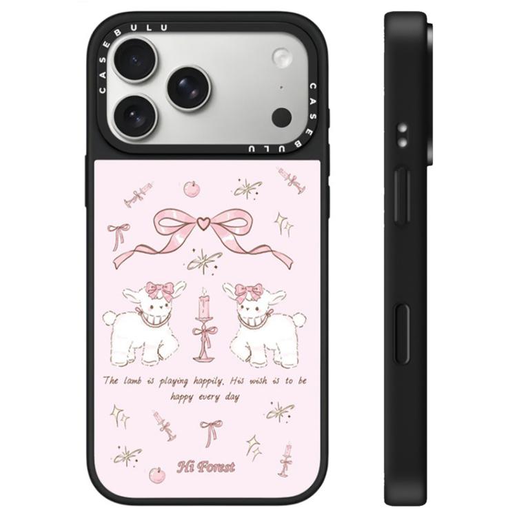 For iPhone 17 Pro Hi Forest Series Camera Control Button Mirror Phone Case(Bow Two Lambs)