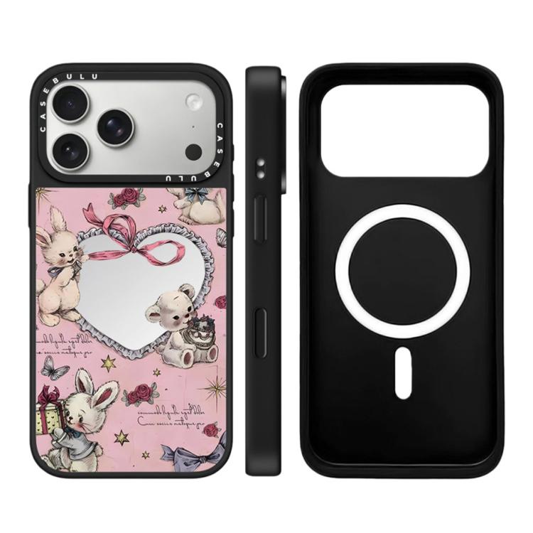 For iPhone 17 Pro Hi Forest Series Pattern Camera Control Button Mirror Magnetic Phone Case(Rabbit Bear)
