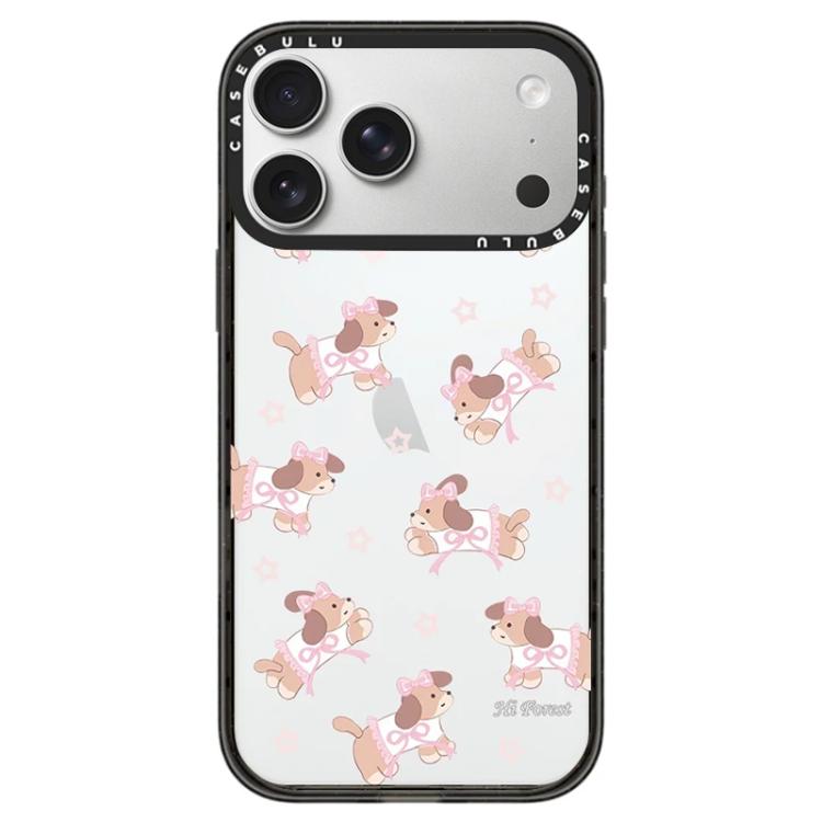 For iPhone 17 Pro Hi Forest Series Pattern Camera Control Button Transparent Acrylic Phone Case(Bow Dog)