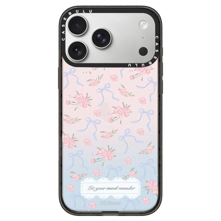 For iPhone 17 Pro Hi Forest Series Pattern Camera Control Button Transparent Acrylic Phone Case(Bow Flower)