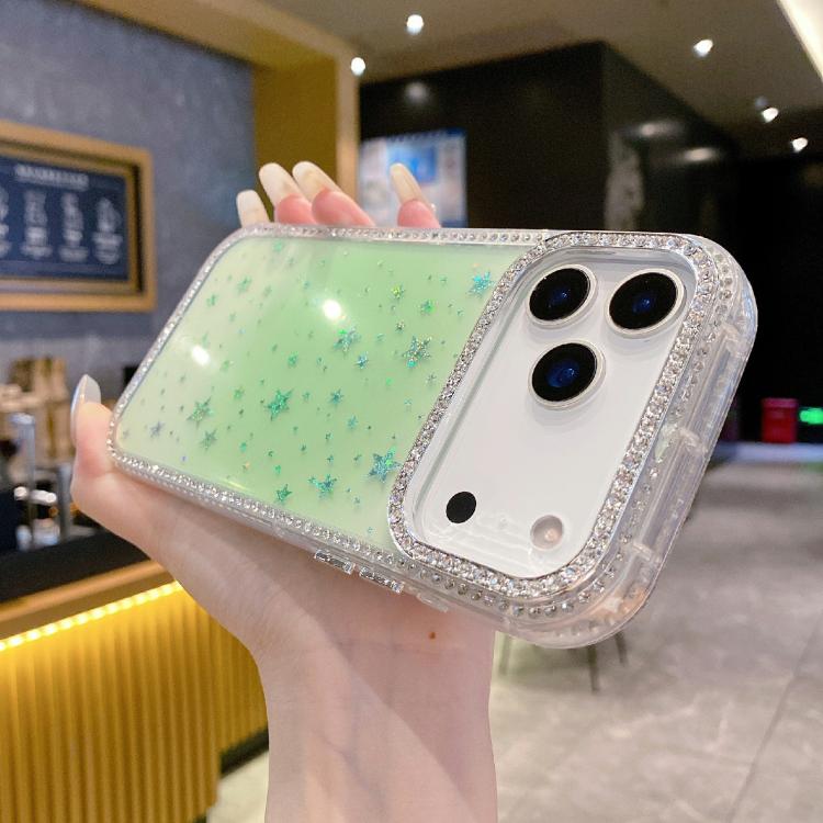 For iPhone 17 Pro Holographic Starry Pattern TPU Hybrid IMD Full Coverage Phone Case(Green)