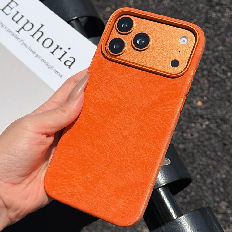 For iPhone 17 Pro Horsehair Pattern Magnetic Full Coverage TPU Phone Case(Orange)