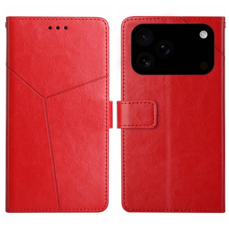 For iPhone 17 Pro HT01 Y-shaped Pattern Flip Leather Phone Case(Red)