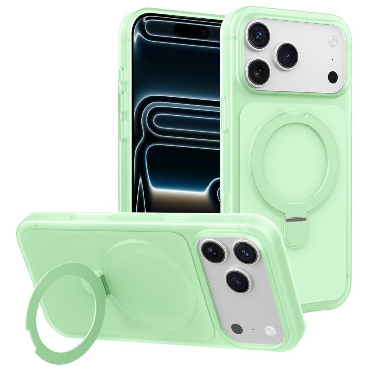 For iPhone 17 Pro Ice Cream Skin Feel Magnetic Pivot Holder Phone Case(Green)
