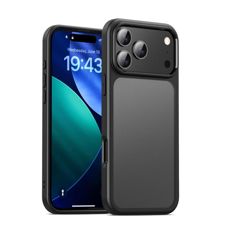 For iPhone 17 Pro iPAKY Bright Color Frosted Series Shockproof PC+TPU Phone Case(Black)