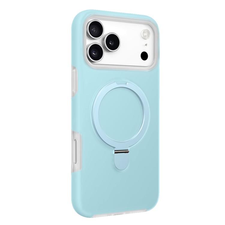 For iPhone 17 Pro Jelly Liquid Silicone MagSafe Holder Phone Case(Baby Blue)