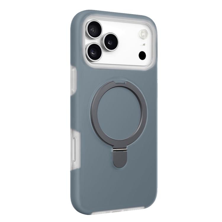 For iPhone 17 Pro Jelly Liquid Silicone MagSafe Holder Phone Case(Coconut Grey)