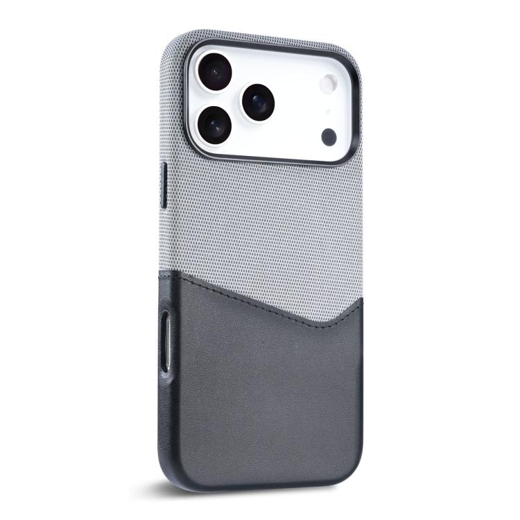 For iPhone 17 Pro Kalebol Cloth Textue Stitching Card Slot Magnetic Phone Case(Black)