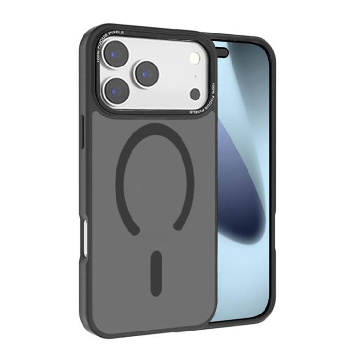 For iPhone 17 Pro Kalebol Metal Lens Frame MagSafe Frosted PC Phone Case(Black)