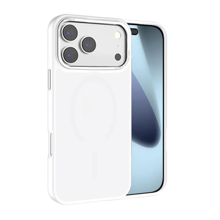 For iPhone 17 Pro Kalebol Metal Lens Frame MagSafe Frosted PC Phone Case(Frosted White)