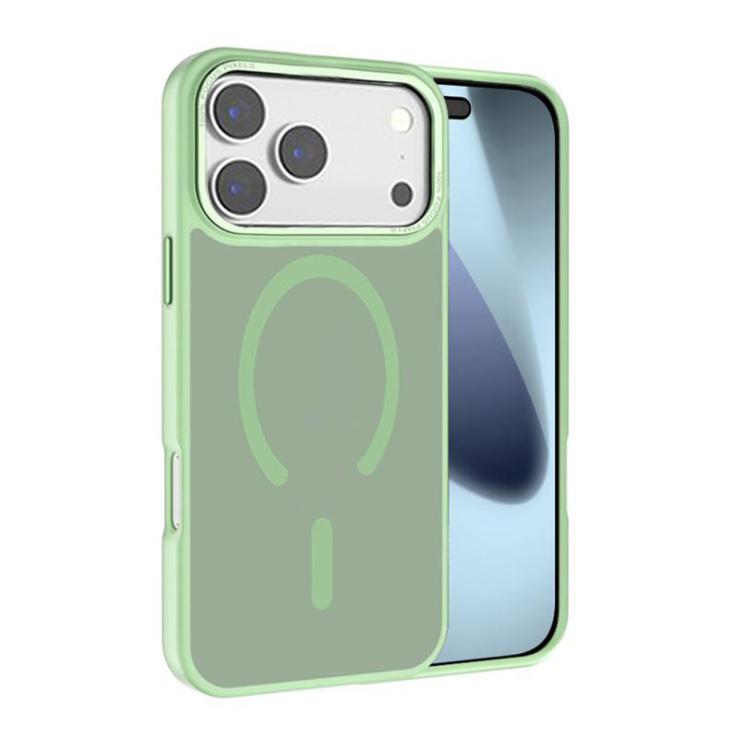 For iPhone 17 Pro Kalebol Metal Lens Frame MagSafe Frosted PC Phone Case(Matcha Green)