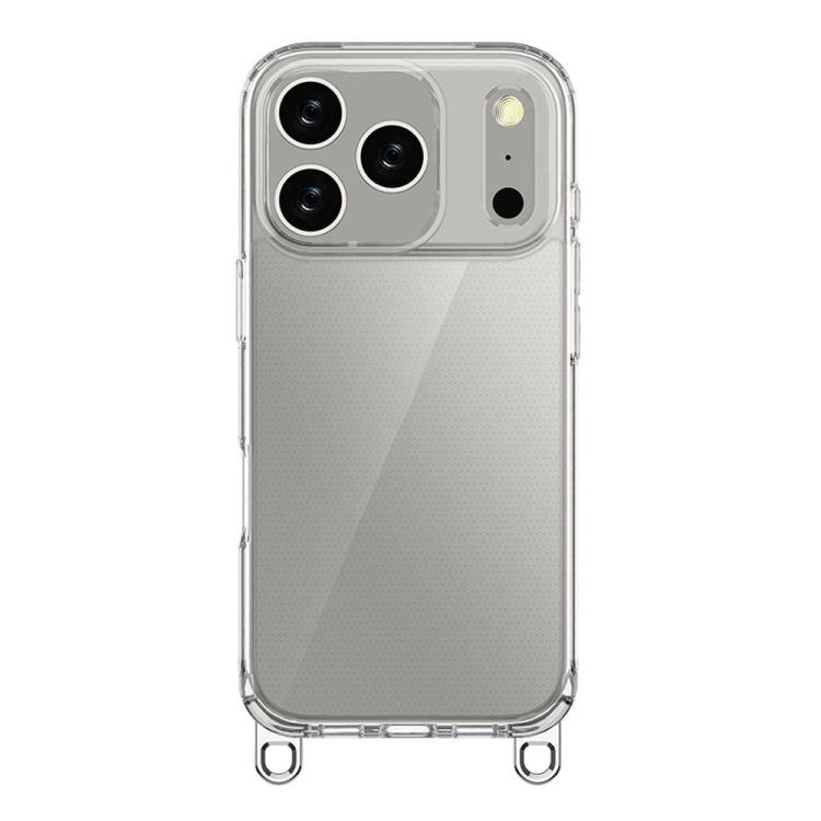 For iPhone 17 Pro Kalebol Minimalist High Transparency Multi Color Lanyard Hole Phone Case(Silver)