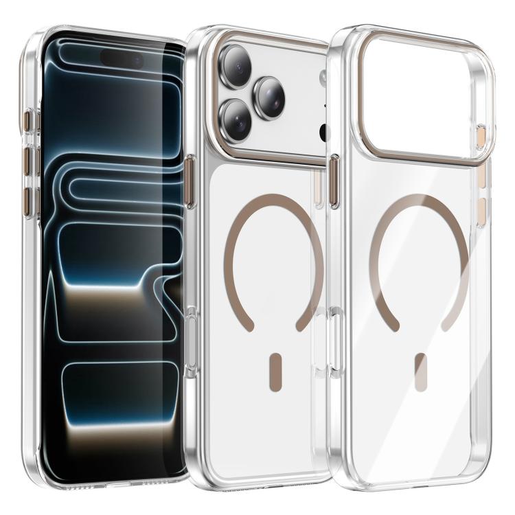 For iPhone 17 Pro Kemeng Clear PC Magnetic Phone Case(Brown)