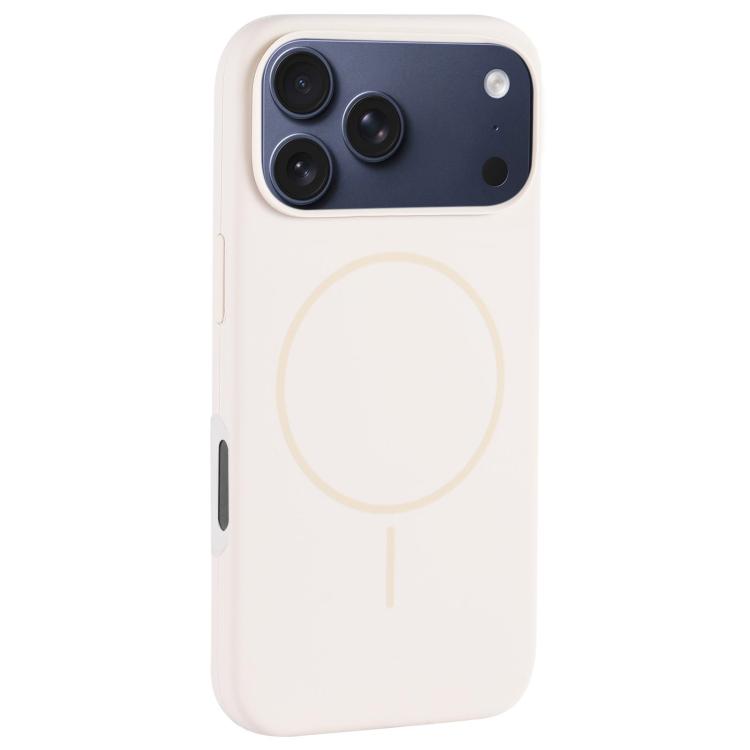 For iPhone 17 Pro Large Hole Camera MagSafe Liquid Silicone Full Coverage Phone Case(Antique White)