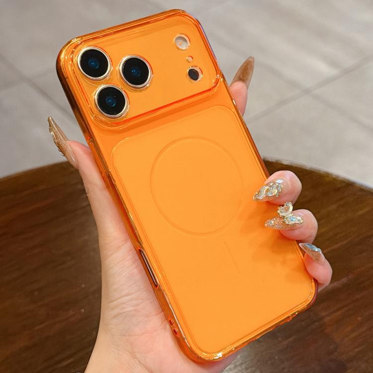 For iPhone 17 Pro Large Window Precision Hole Translucent Frosted TPU Phone Case(Orange)