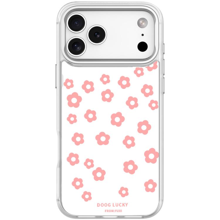 For iPhone 17 Pro Laser Flower Pattern Magnetic Phone Case(Transparent White)