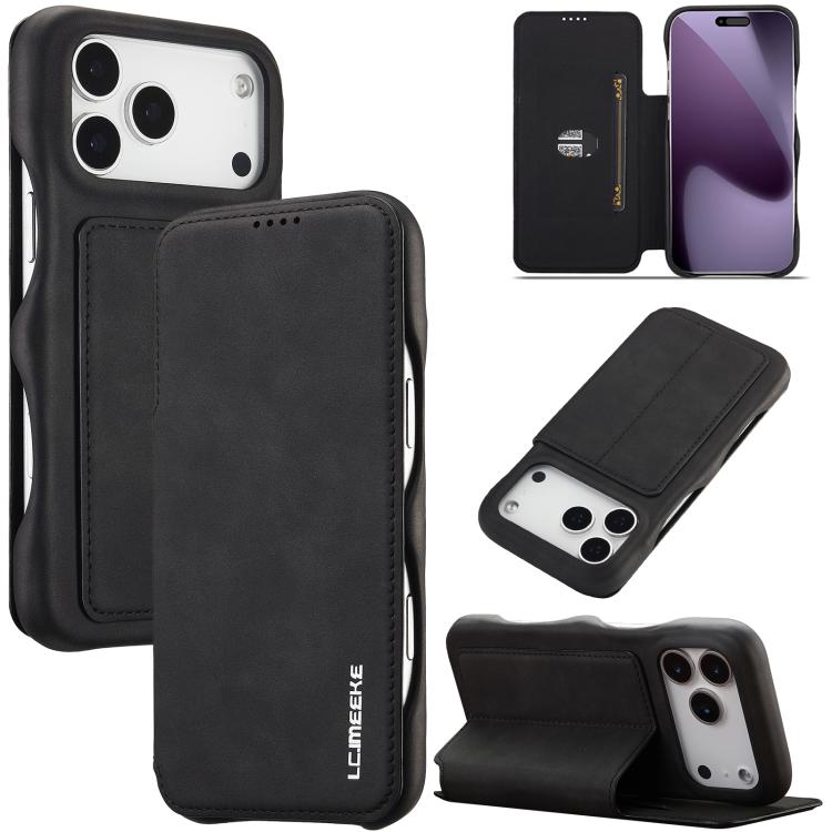 For iPhone 17 Pro LC.IMEEKE Hon Ancient Series Flip Leather Phone Case(Black)