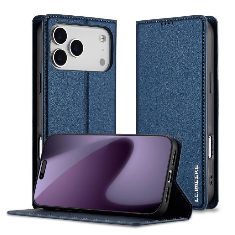 For iPhone 17 Pro LC.IMEEKE L1 Series Frosted Fine Texture PU Phone Case(Blue)