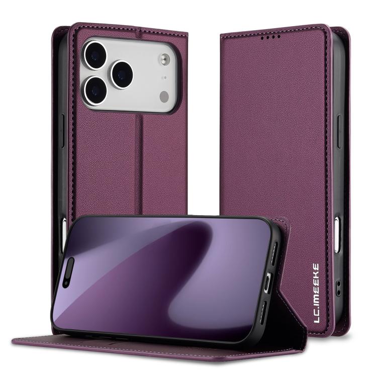 For iPhone 17 Pro LC.IMEEKE L1 Series Frosted Fine Texture PU Phone Case(Purple)