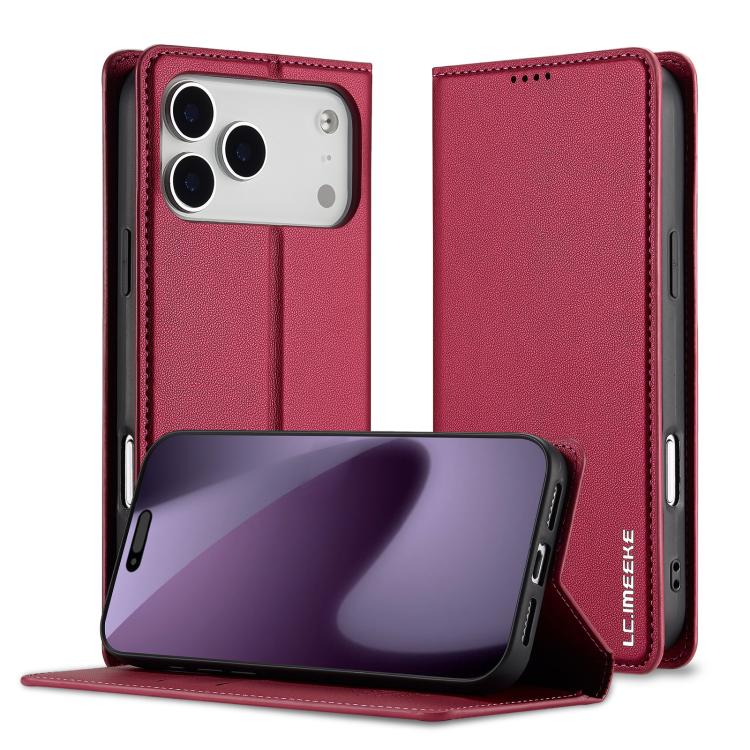 For iPhone 17 Pro LC.IMEEKE L1 Series Frosted Fine Texture PU Phone Case(Red)