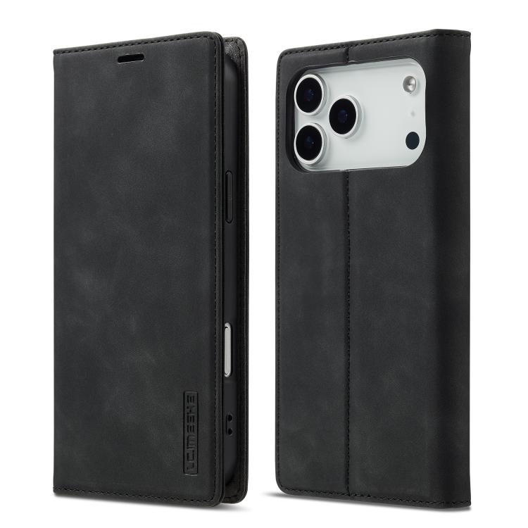 For iPhone 17 Pro LC.IMEEKE Strong Magnetism Microfiber Leather Phone Case(Black)