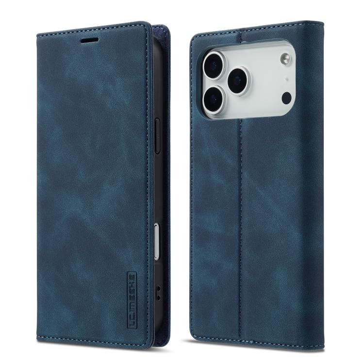 For iPhone 17 Pro LC.IMEEKE Strong Magnetism Microfiber Leather Phone Case(Blue)