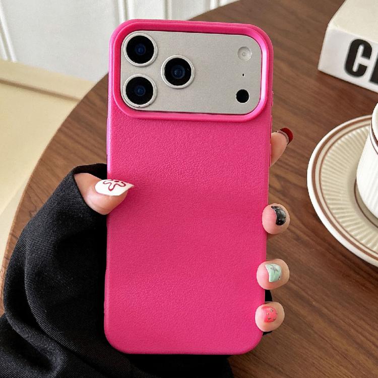 For iPhone 17 Pro Leather Texture TPU Full Coverage Phone Case(Rose Red)