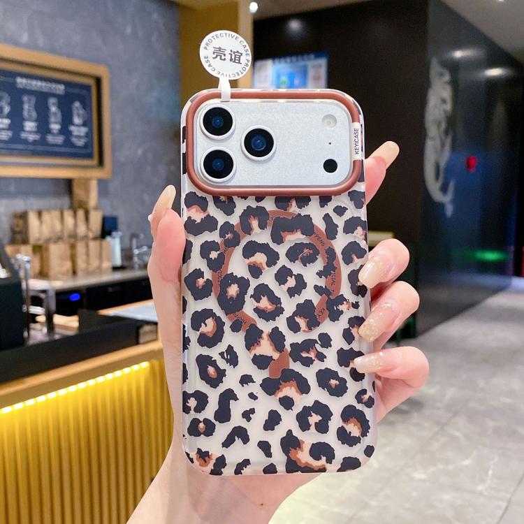 For iPhone 17 Pro Leopard Print Design PC + TPU Magnetic Phone Case(Brown)