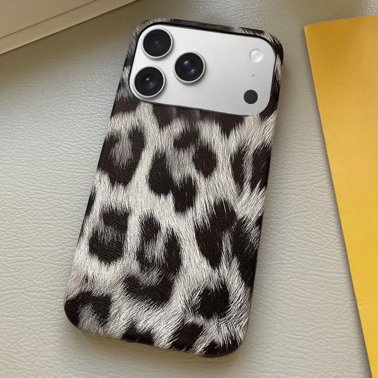 For iPhone 17 Pro Leopard Print Leather-Textured PU Phone Case(Silver)