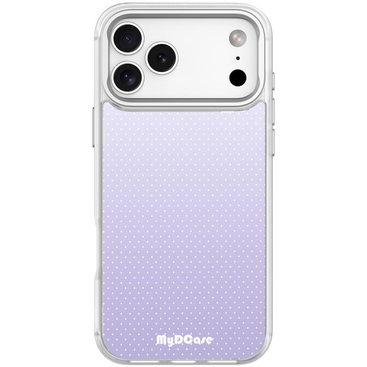 For iPhone 17 Pro Light Purple Dots Pattern Magnetic Phone Case(Transparent White)