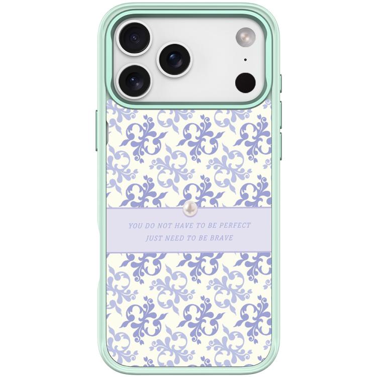 For iPhone 17 Pro Light Purple Flower Pattern Magnetic Phone Case(Light Green)