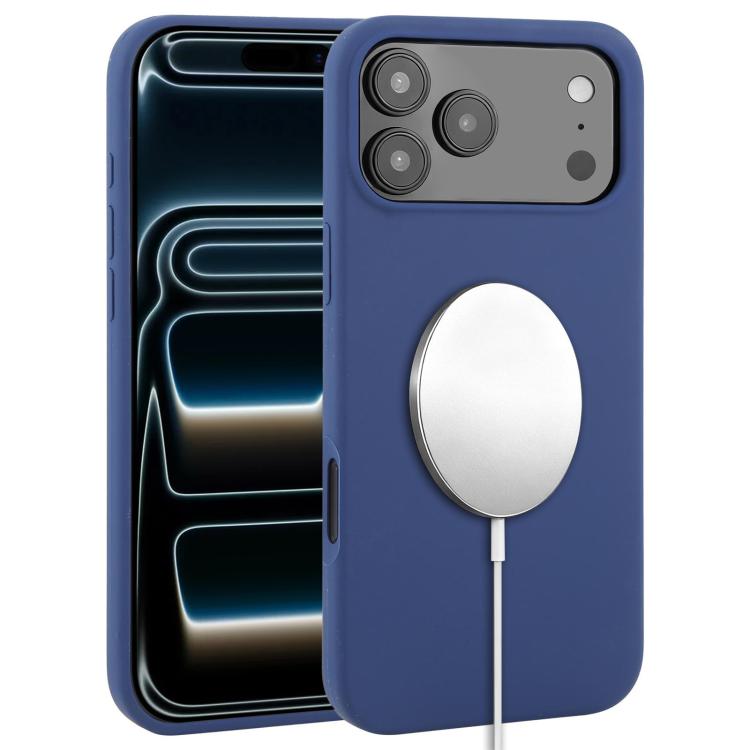 For iPhone 17 Pro Liquid Silicone Full Coverage MagSafe Phone Case(Navy Blue)