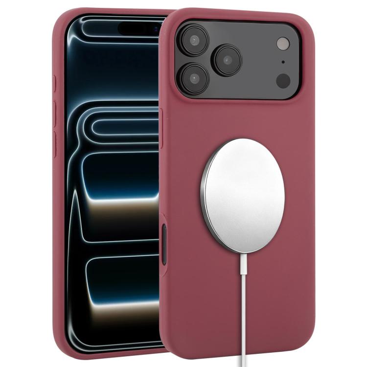 For iPhone 17 Pro Liquid Silicone Full Coverage MagSafe Phone Case(Wine Red)