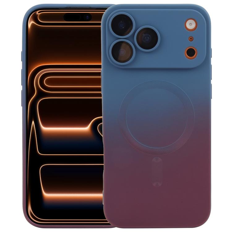 For iPhone 17 Pro Liquid TPU Silicone Gradient MagSafe Phone Case(Blue Purple)